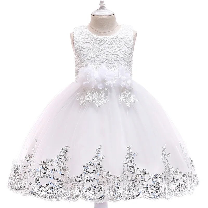 New Style  Wedding Princess Embroidery Bow Gown Flower Baby Girl Romper Dress Designs Party Wear