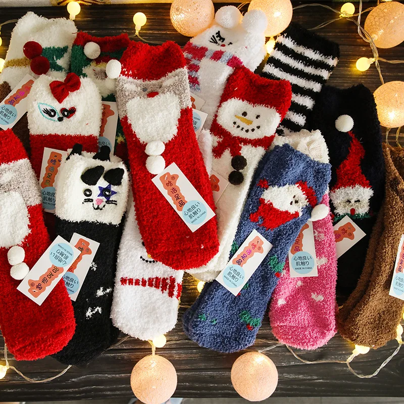 Girls Boys Slipper Socks Fuzzy Thick Warm Heavy Fleece lined Winter Socks Christmas Stockings For Kids