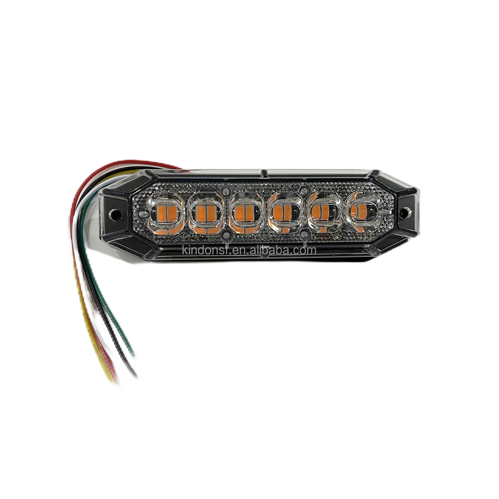 ECE R10 ECE R65 Class 2 LED Surface Mount Grille 6 LED Flashing Hazard Beacon Lighthead Strobe Light 7025-6
