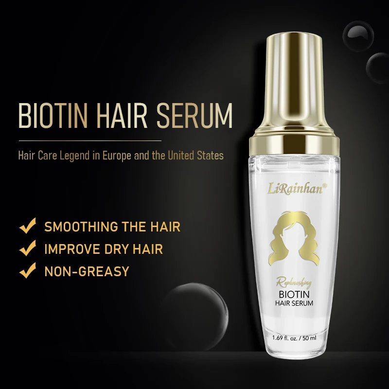 Private Label Hair Care Products Hair Treatment Biotin Keratin Liquid Hair Serum Freshing With Luxury Glass Bottle