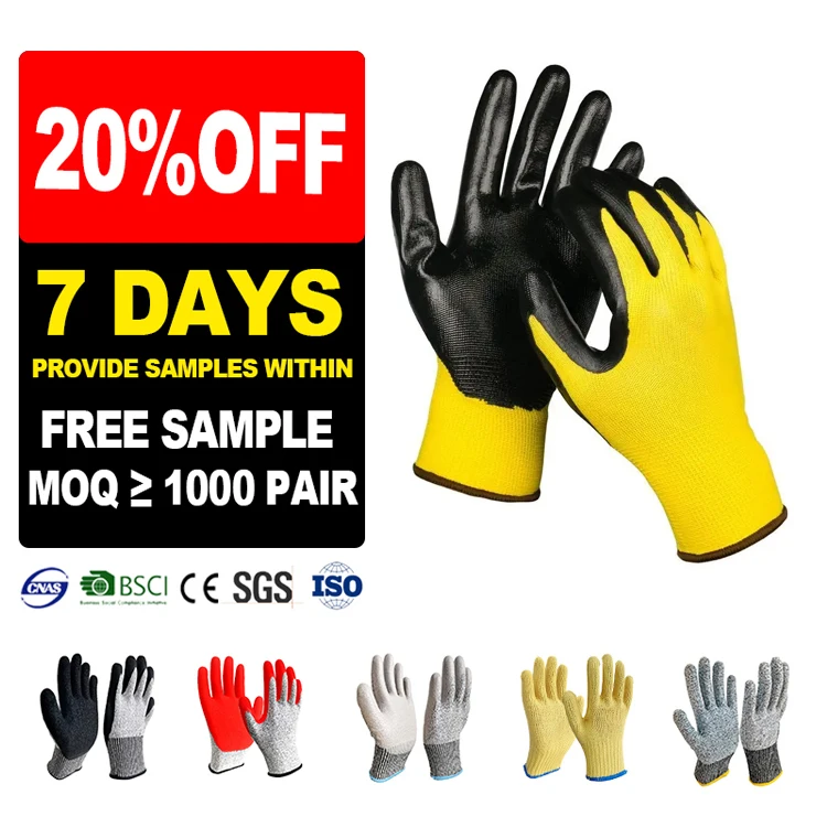 SunnyHope Custom Work Gloves Soft Anti-Slip Polyester Machine Durable for Work Use