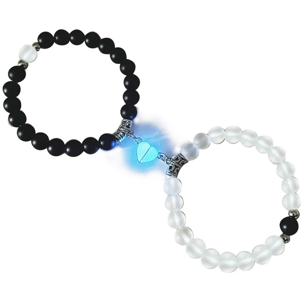 High Quality Wholesale High Quality Crown Magnetic Love Luminous Couple Heart Bead Stone Bracelet