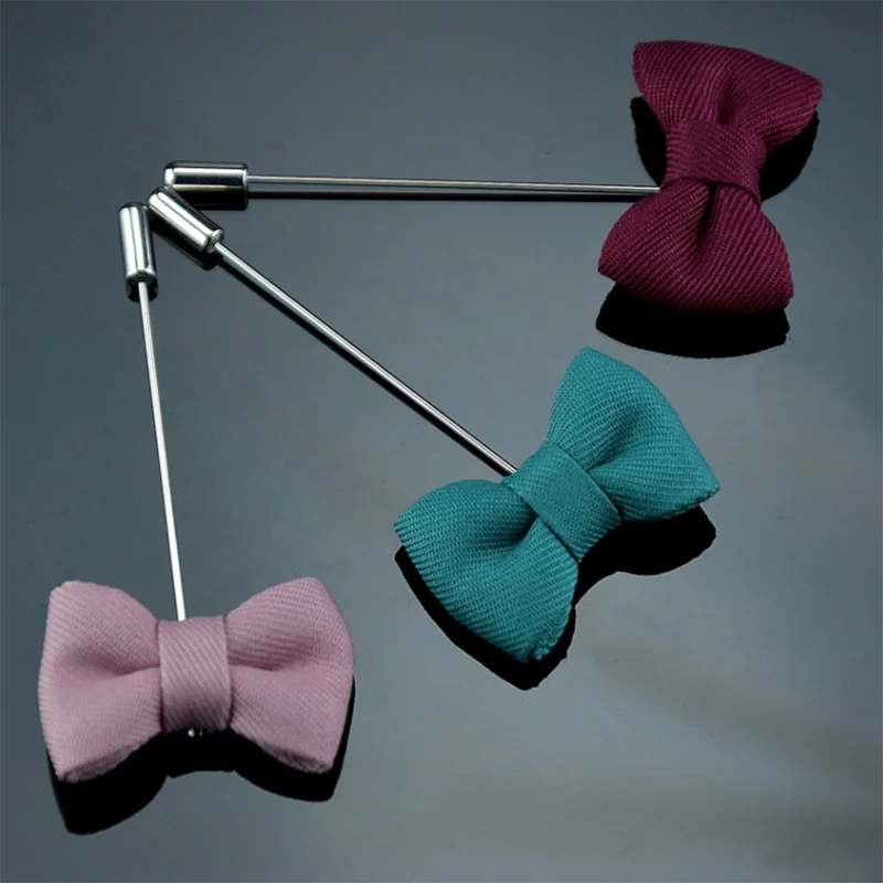 HAIBEI YM023 Factory direct selling classic flat Angle bowknot insert type long brooch cloth art brooch ornaments