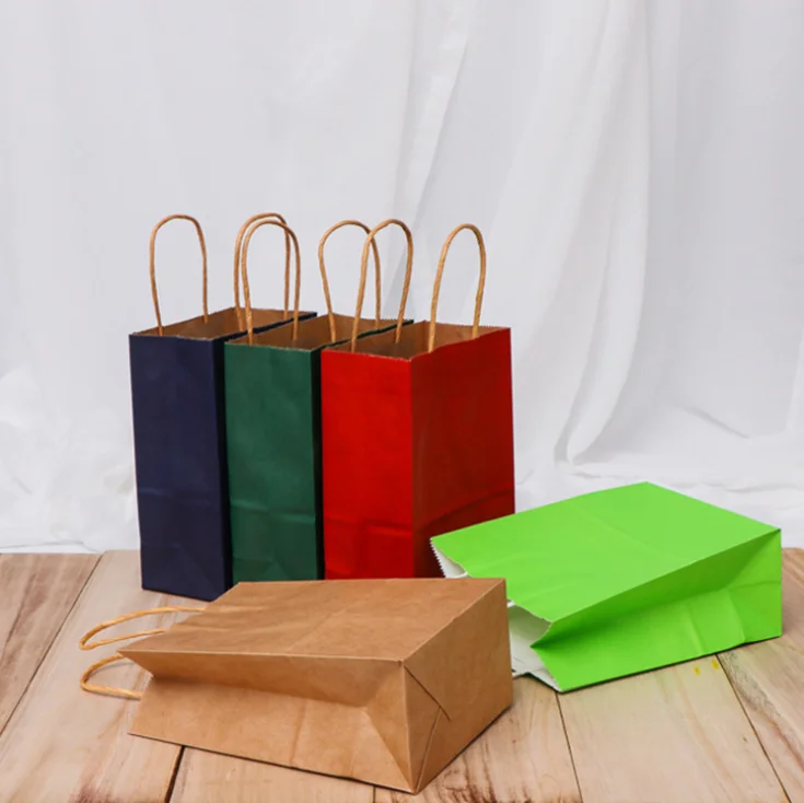 Wholesale Food Grade Takeaway  Flat Bottom  Pink Brown Kraft Paper Degradable Tote Coffee  Bag