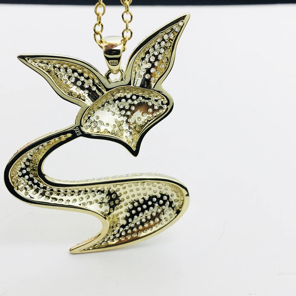 Fox Jewelry Set 18K Gold Plated Fox Necklace Pendant Pave Zircon Animal Pendant Kids Jewelry Necklace