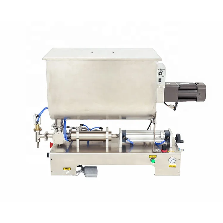 manufacturer pneumatic piston small bottle honey filling machine with U type heating mixer