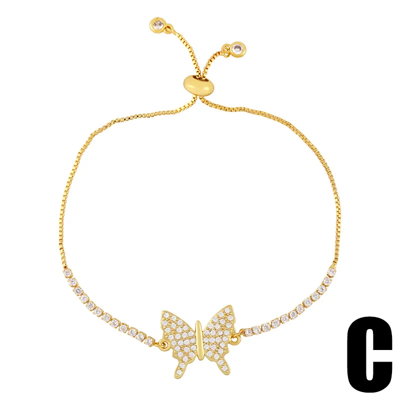 Summer Color Preservation Adjustable Cubic Zirconia Butterfly Bracelet Fashion Jewelry Beaded Bracelet