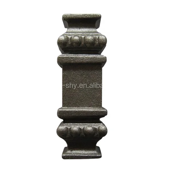 Ornamental Metal Square Aluminum Wrought Cast Iron Steel Tube Stud Ornaments For Fence Gate Railing Balusters