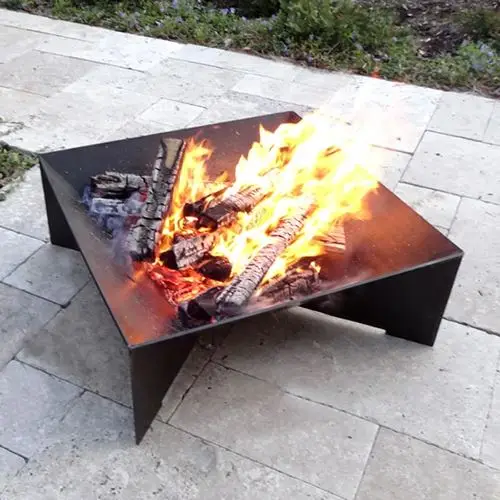 Набор мебели для садового камина, большой декоративный металлический шар для улицы, кортеновый стальной огонь, ржавчина, газ, дерево