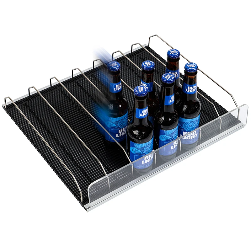 Commercial Refrigerator Accessory Gravity  Roller Shelf Metal Equipment Beverage Shelf Pusher System