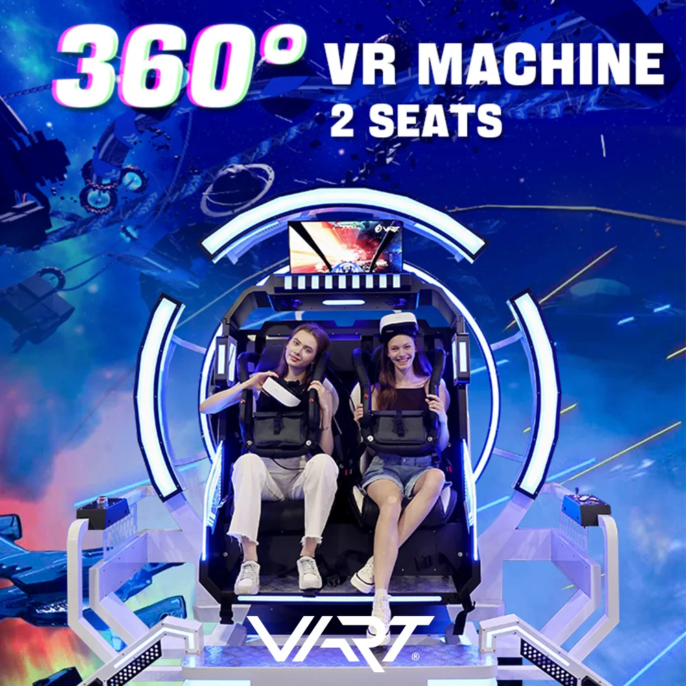 Factory amusement park equipments arcade vr 360 game machine simulator for 2 Seats