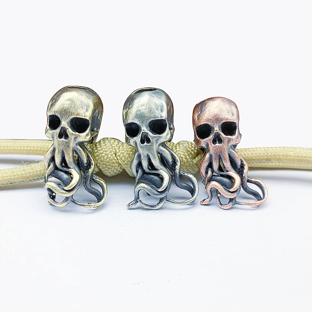 Snake Brass Skull Beads For Paracord Bracelet DIY Paracord Knife Pendant Keychain