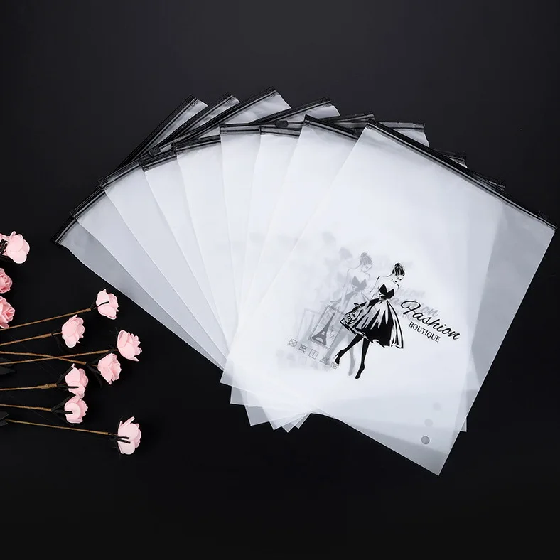 Recycled Plastic Pouch Bags Wholesale Black Matte Ziplock Packaging Zipper Bag For T Shirt Swimwear Custom Zip lock Bag