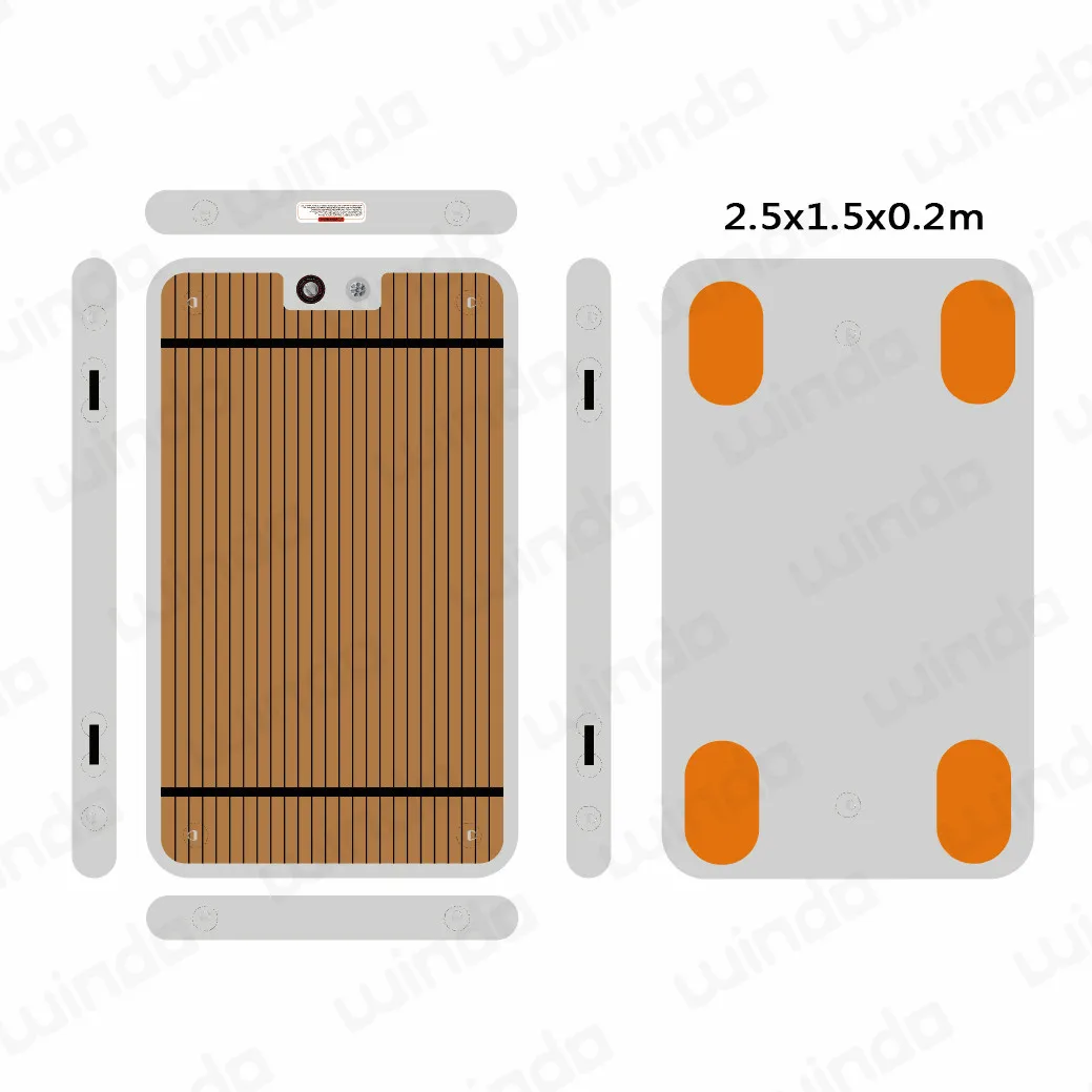 2.5x1.5x0.2m Drop Stitch Inflatable Platform Floating Yacht Dock With 4 Water Bags