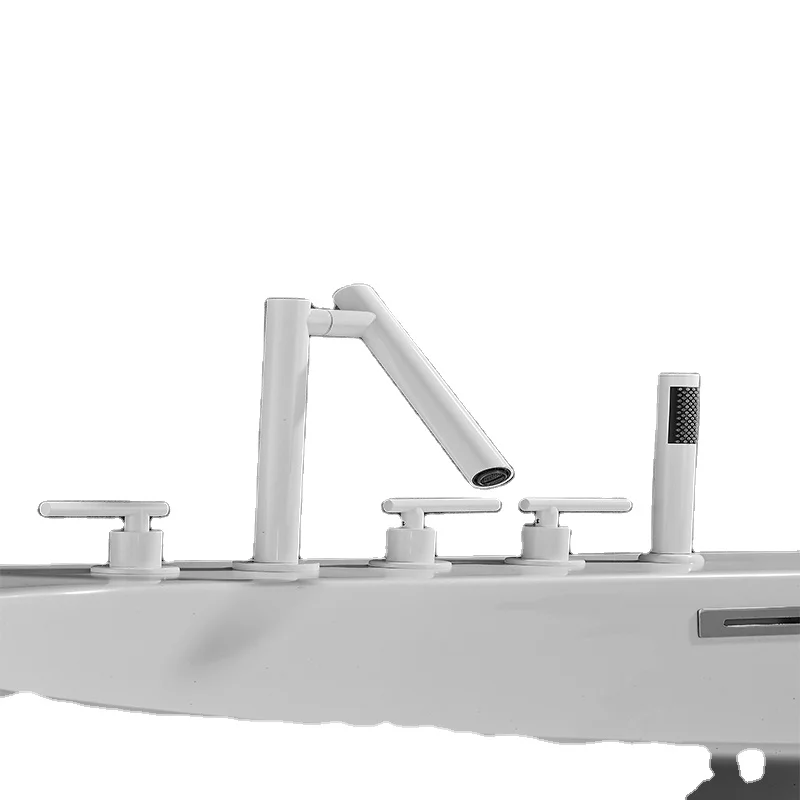 Multifunctional modern solid brass white bathtub mixer faucet shower system for bathroom