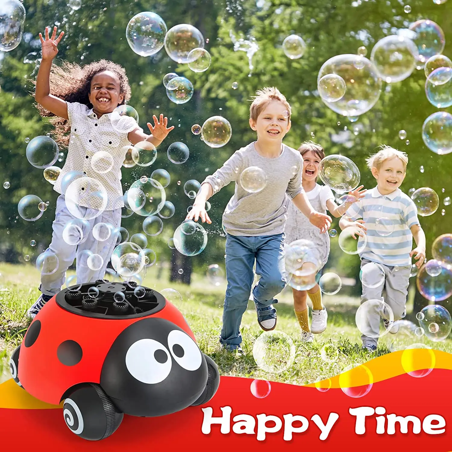 Bubble Machine, Automatic Ladybug Bubble Maker with  Solutions, Bubble  Blower Toy Fun Outdoor Indoor Toys for kids