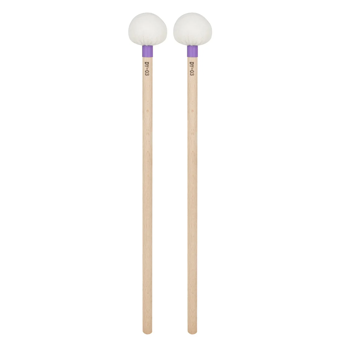 Wooden pole, white felt head, timpani drum hammer, maple wood drum hammer, marching drum, drum hammer, drum stick