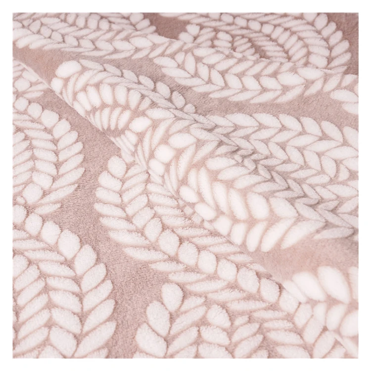 China Suppliers Burn Out Pattern Flannel Flannel Fabric 100% Polyester Burnout Blankets & Throws Knitted Pink Lightweight