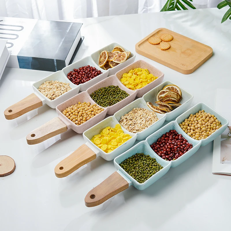 New Product Tableware  Food  Christmas Luxury Space Casual Valentine compartment ceramic dish plate appetizer snack dry wet