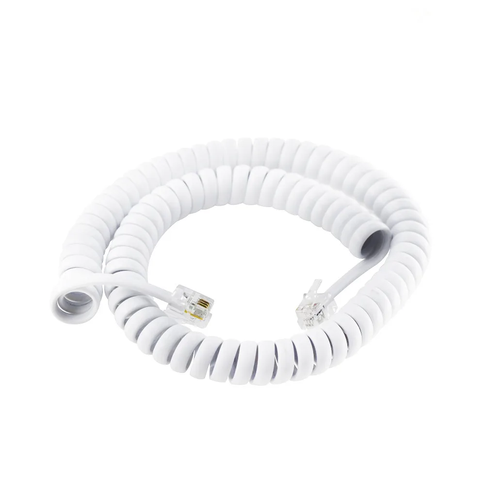 Handset Cord 4Pin 4Core Phone Cord Cable RJ9 Coiled Telephone Spiral Cable