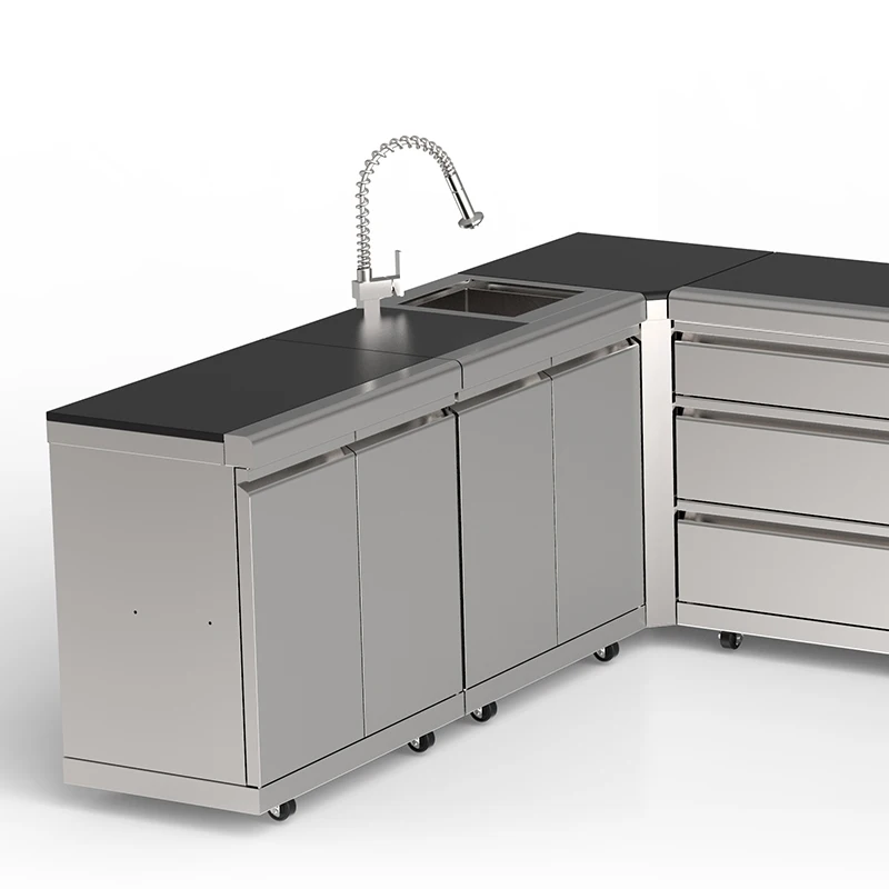 Well Designed Outdoor Kitchen Portable Cabinet Barbecue Grill BBQ Gas Grill