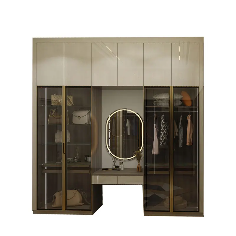 Luxury sense Whole house design walk in closet bedroom wardrobe set cabinets with makeup desk