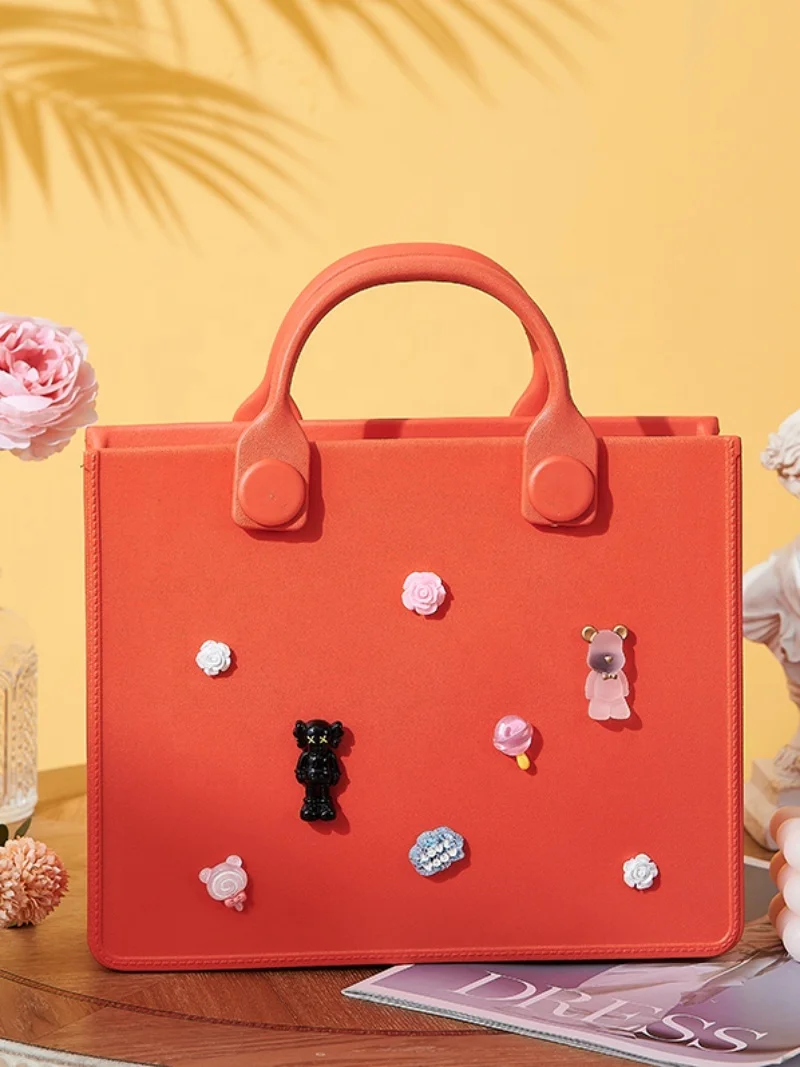 Spot waterproof summer EVA tote bag, fashionable women DIY beach bag
