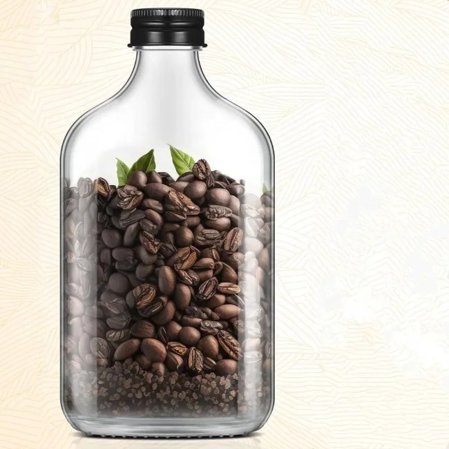 Flat Flask Bottle 200ml 200 Ml Clear Matt Black Cold Brew Coffee Juice Glass Bottle For Beverage Liquor Tea