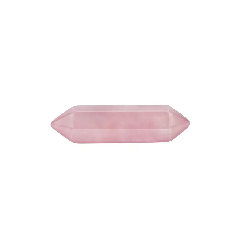 Hanhe wholesale crystal pendant chakra beads doubled-pointed charms column necklace rose quartz hexagonal prism healing stone