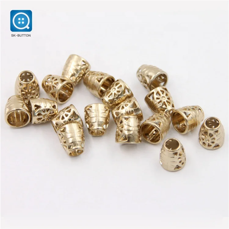 high quality Zinc Alloy gold Metal Rope button Cord ends stopper for swimwear