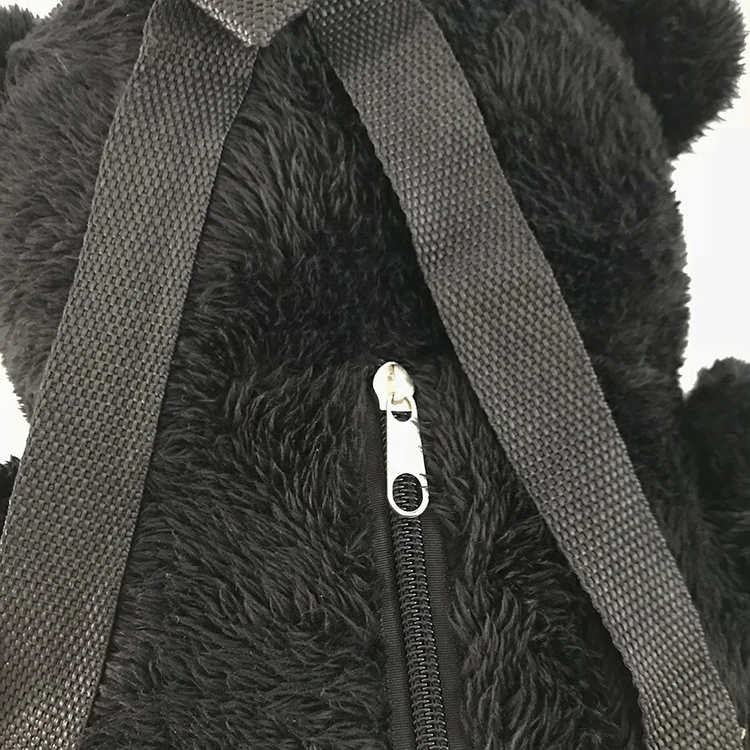 
Black bear stuffed animal storage bag backpack teddy bear plush toy 