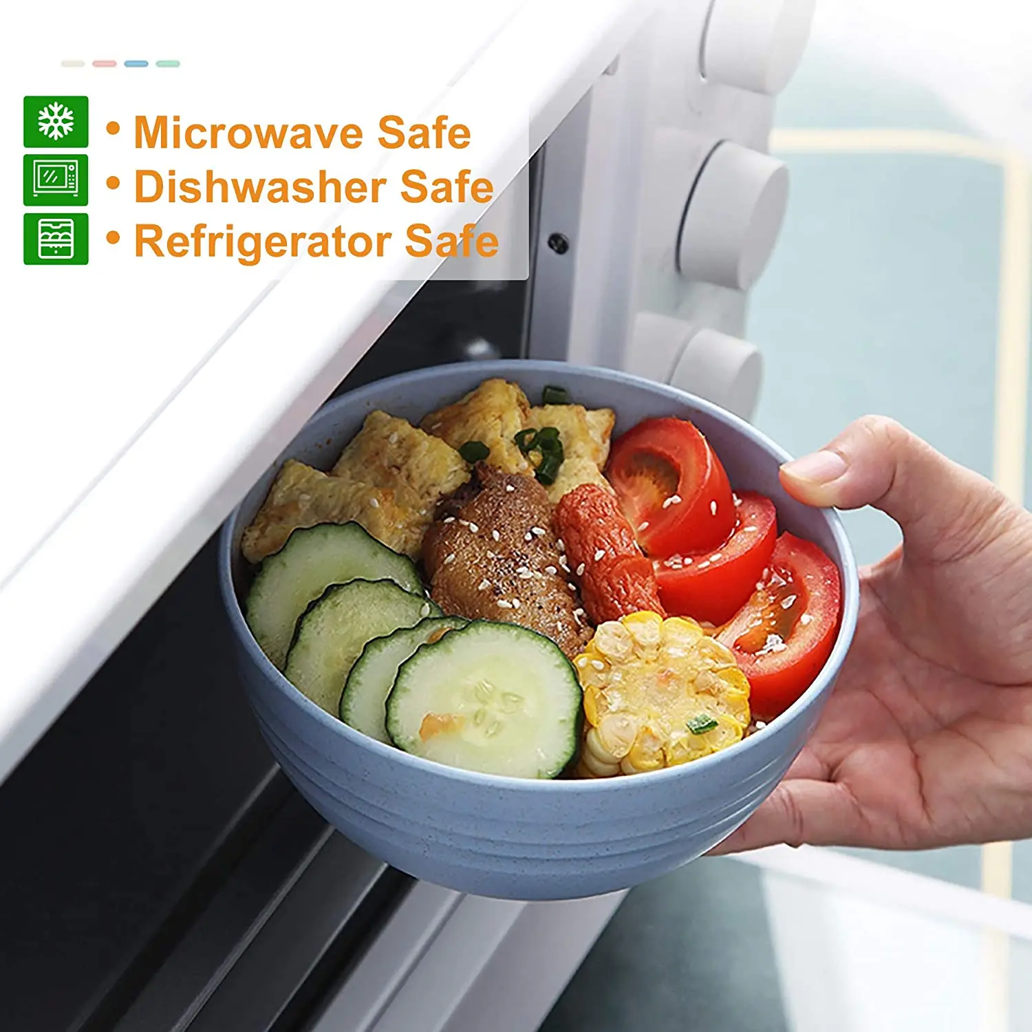 Custom Dishwasher Microwave Safe Soup Rice Bowls Plates Mugs Wheat Straw Plastic Tableware Dinnerware Sets