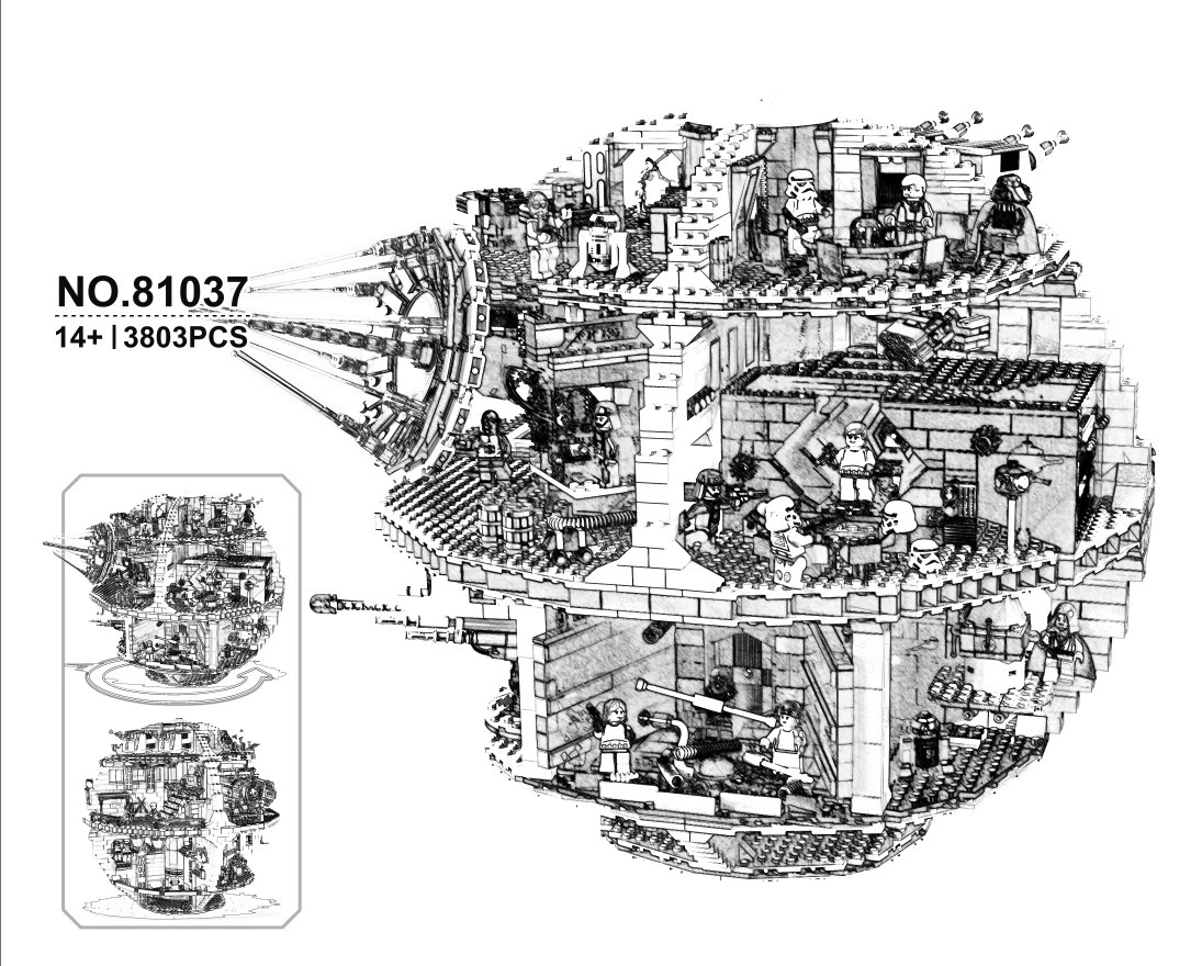 3803+pcs/set 05035 81037 Star Plan Wars The 180009 Death Star Building Block Bricks Toys Kid Toy Christmas Gift
