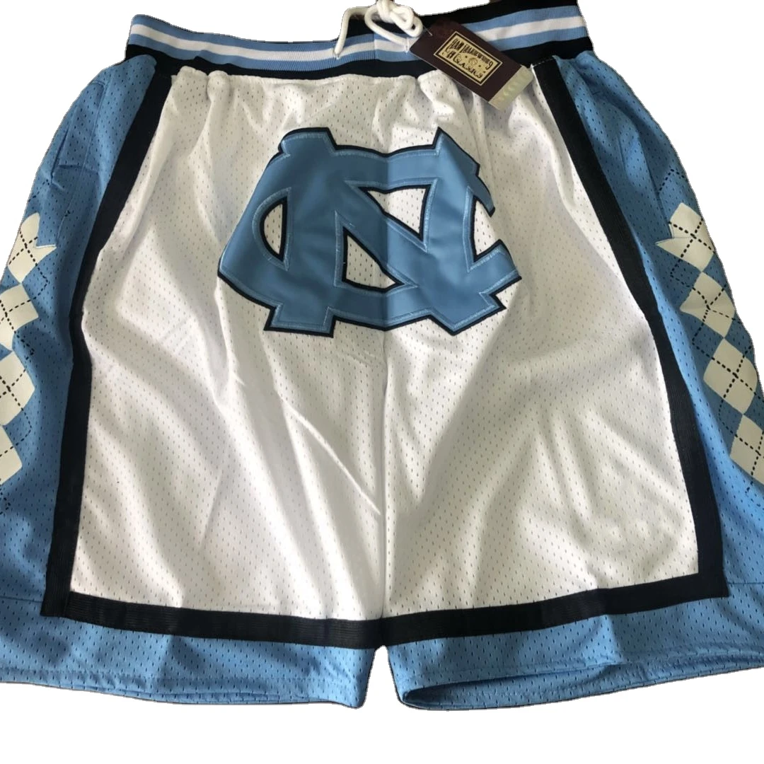 Оптовая продажа спортивных шорт Северная Каролина дышащие баскетбольные шорты с карманами на молнии мужские спортивные шорты GP2020020BK
