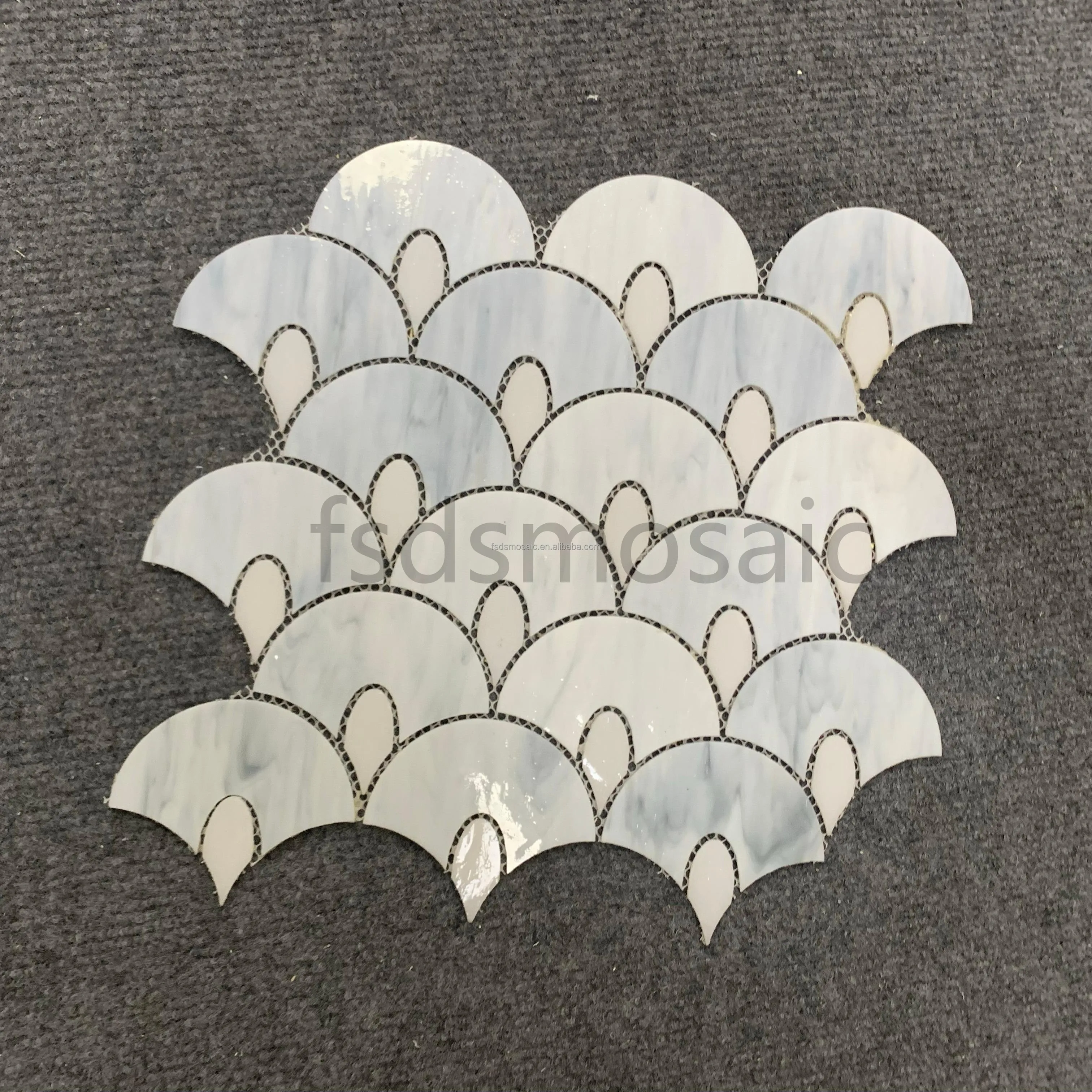 DS Ceramic Glass Mosaic Wall Tile Backsplash Hexagon Kitchen Bathroom Umbrella Leaf Shaper Stone and Graphic Design Solution
