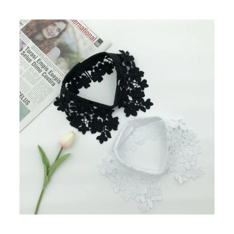 Spot wholesale detachable blouse collar Embroidery Flower Pearl collar