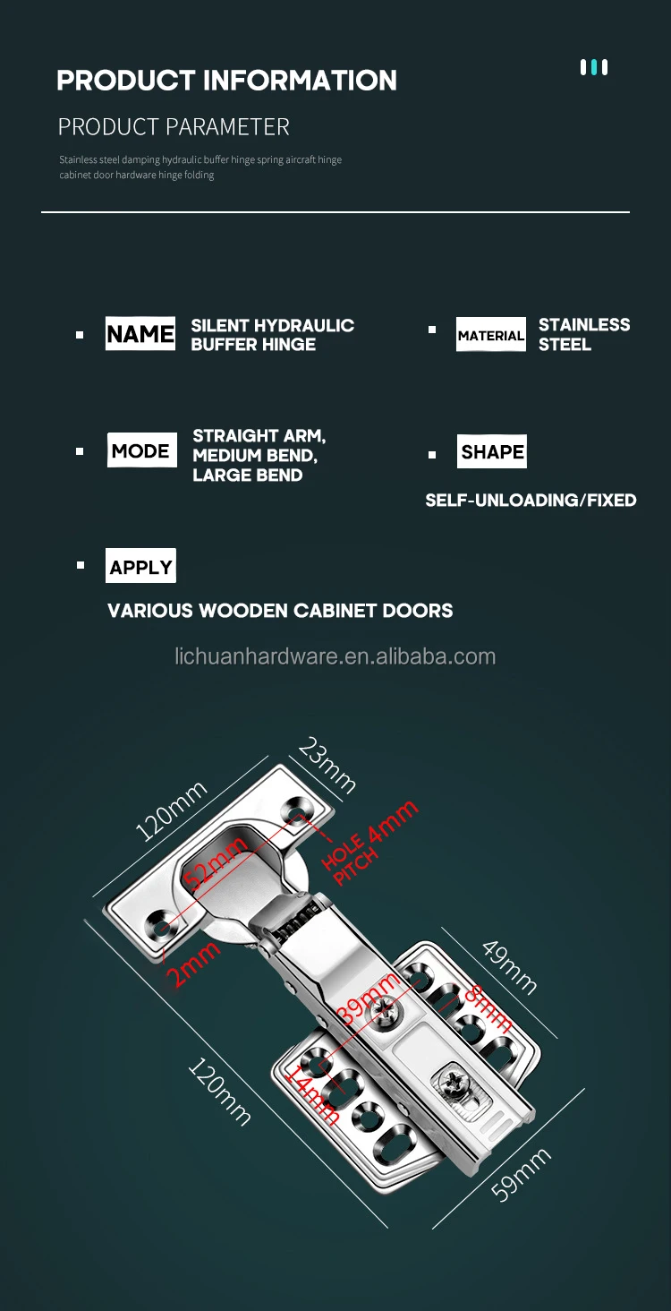Cabinet Hinge Hydraulic Buffer Door Wardrobe Door Hinge Medium Curved Spring Aircraft Pipe Hinge Hardware Accessories