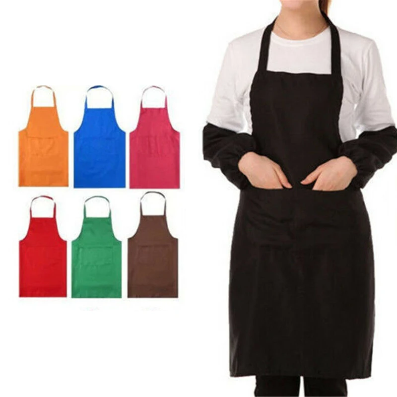 
Custom Logo Thicken Cotton Blend Sleeveless Apron Women Men Anti-wear Cooking Kitchen Bib Aprons With Pocket 