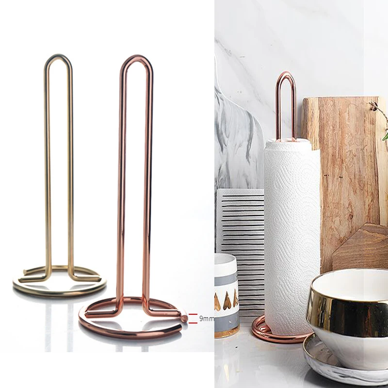 2019 Homedec kitchen tissue paper roll holder standing hand table towel holder Rose Gold