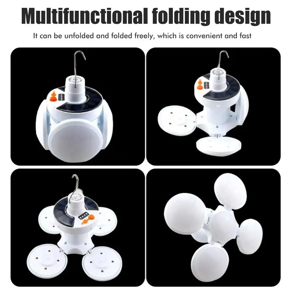 Hot Sale Portable Outdoor Tent Camping Lamps USB Solar Rechargeable Waterproof Dimming Solar Football Foldable LED Camping Light