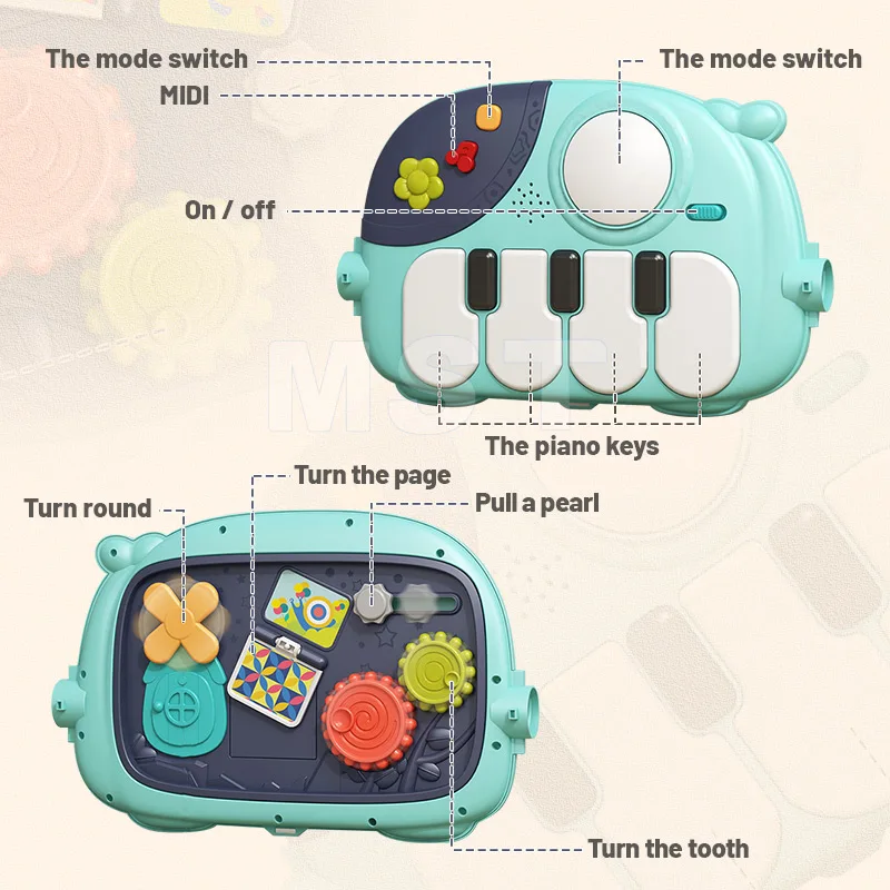 2 in 1 Infants Activity Center Kick Piano Keyboard Mat Sit-to-Stand Learning Walker Baby Play Piano Mat