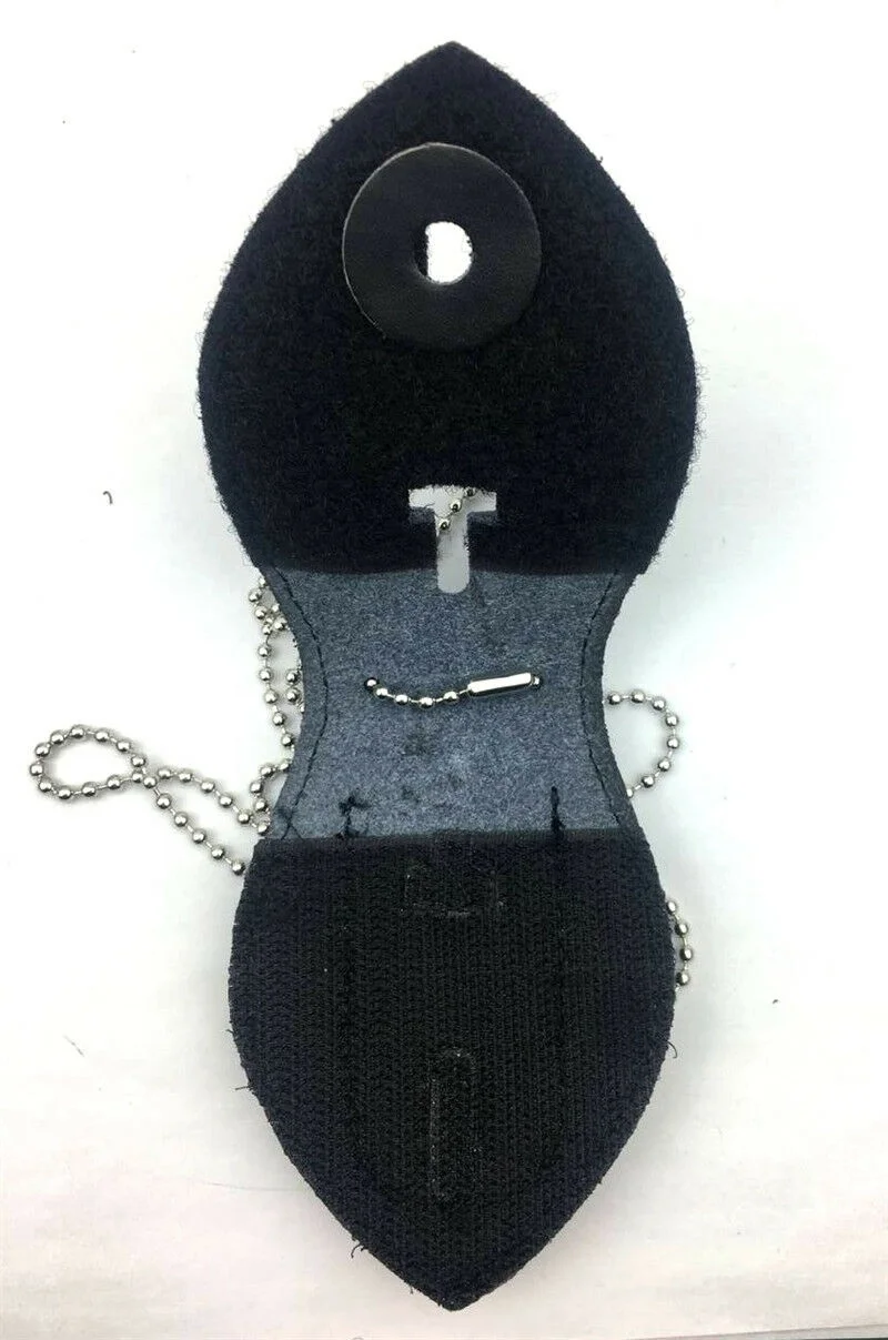 Black US Detective Badge Leather Holder Belt Clip Necklace Ball Chain