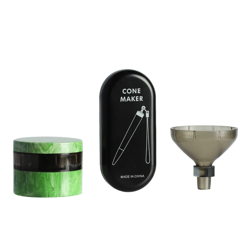 UKETA smoking accessories 3 layers Tin custom 55mm Maker Kit Pre roled Paper tobacco grinder with funnel and coneing maker