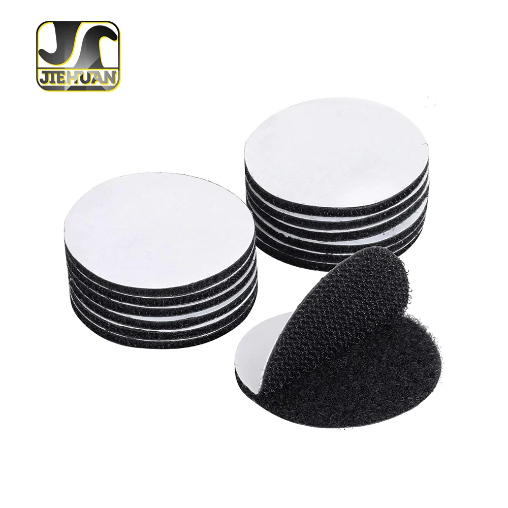 JieHuan  custom 100%nylon eco-friendly circles Velcroes patch adhesive fastener die cut hook and loop sticky dots for  toys