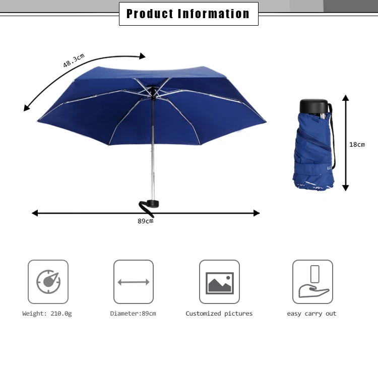 Hot Sale Fully-Automatic Mini 5 Fold Sun Rain Strong Windproof Umbrella with Custom Logo for Travel Agencies Insurance Companies