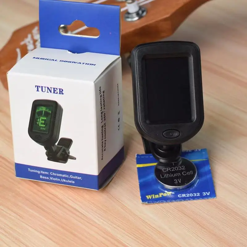 Hot Sale Guitar Tuner with Clear LCD Display for Acoustic Guitar Bass Violin Ukulele Clip on Guitar Tuner