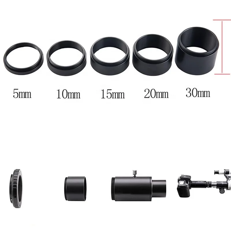 Astronomical Telescope T2 Extension Tube Ring 3/5/7/10/12/15/20/30mm M42x0.75 Thread