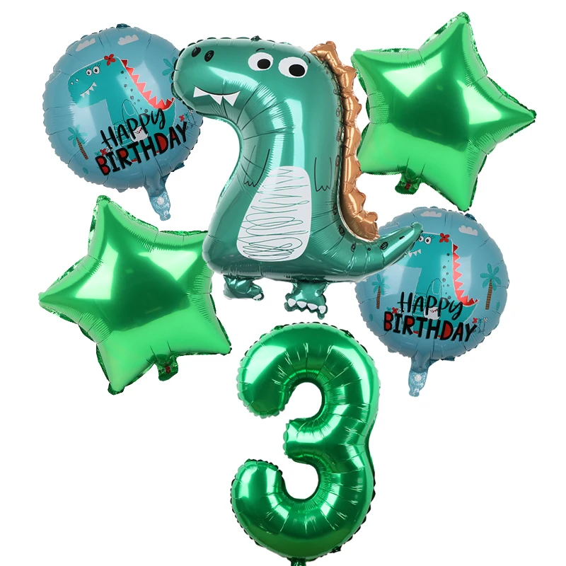 New Green Cute Dinosaur Set 32inch Number Foil Balloon Kids Birthday Party Decoration