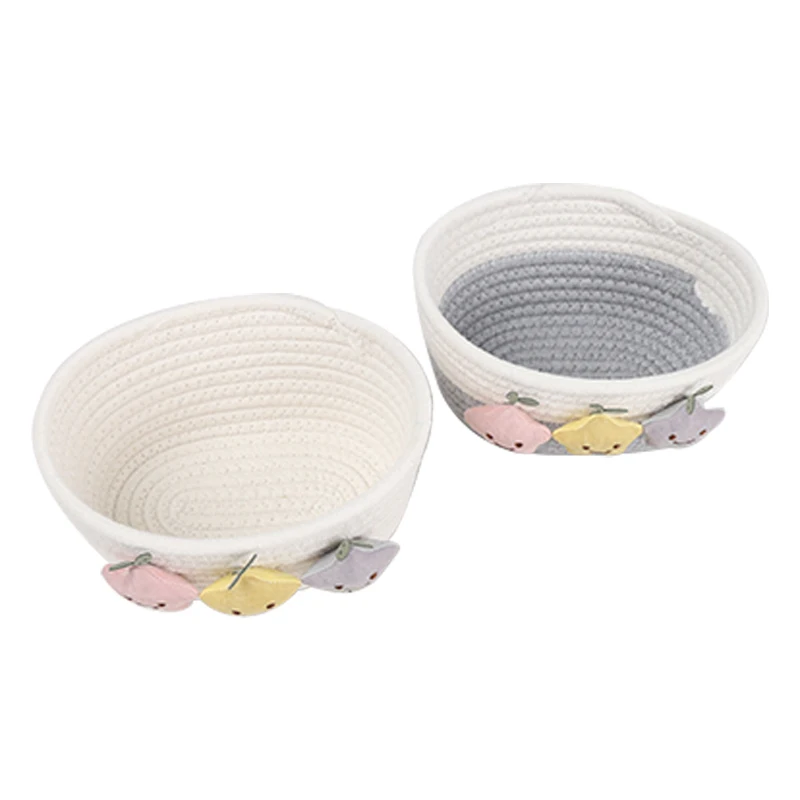 Cotton Rope Sundries Basket Woven Cotton Storage Rope Bathroom Organizer Baskets Cotton Rope Storage Woven Basket