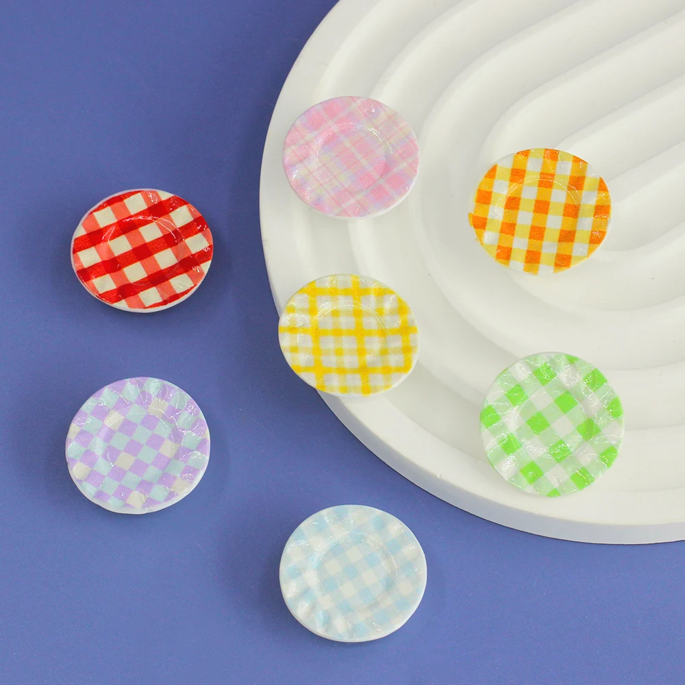Miniature Colorful Plate Dishes Resin Charms For DIY Kitchen Accessories Doll House Kitchen Food Play Toys